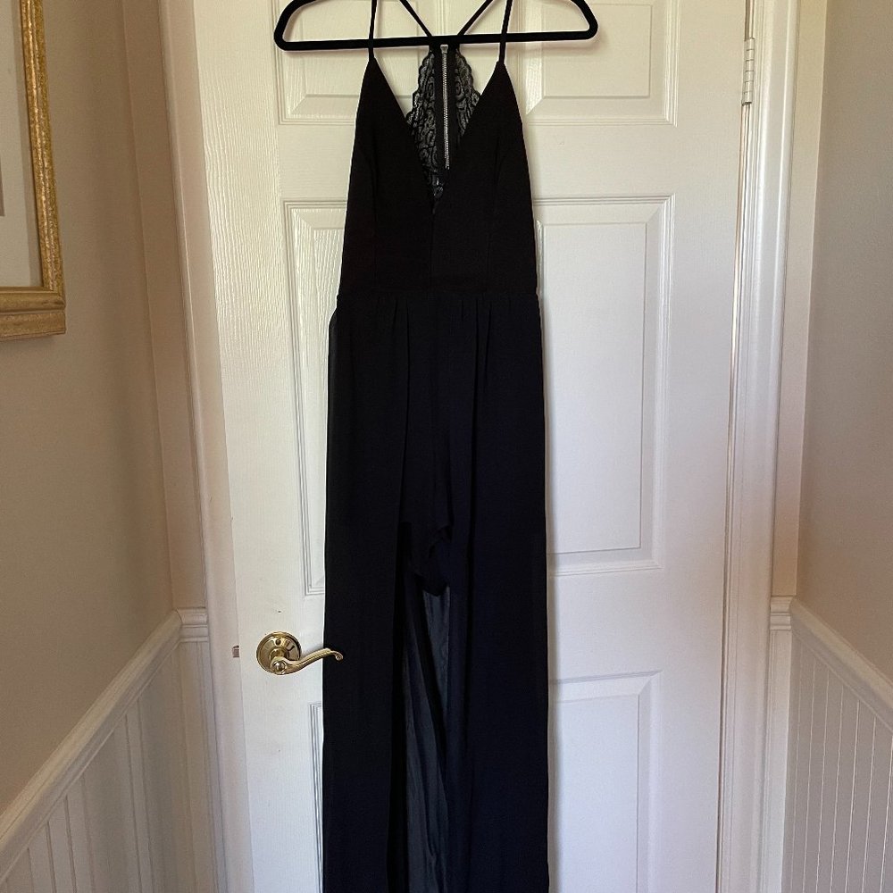 Black Romper with long Mesh Skirt